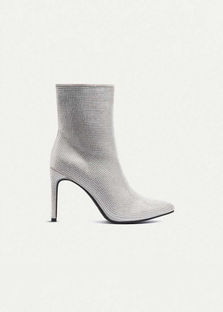 Achilles | Crystal Elegance Ankle Boots | Silver