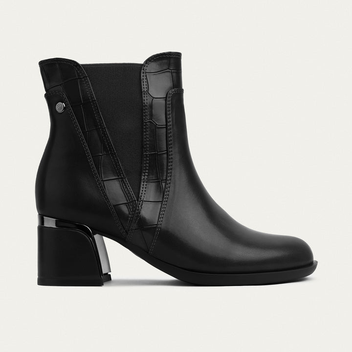 Vera Block Heel Ankle Boot -  Black