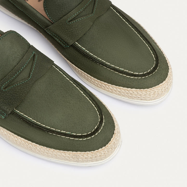 Achilles | Lino Loafers – Classic Slip-On with Braided Sole -Olive