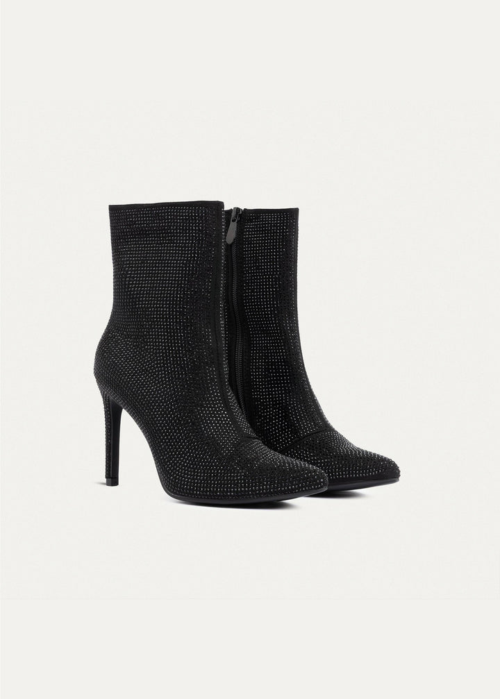 Achilles | Crystal Elegance Ankle Boots | Black