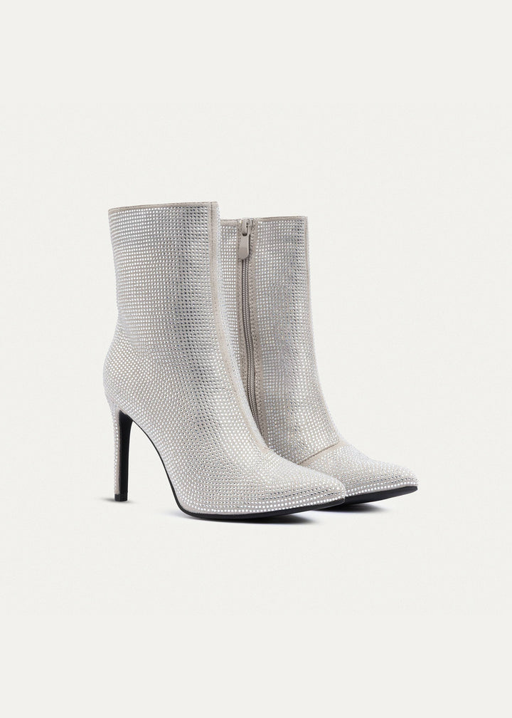 Achilles | Crystal Elegance Ankle Boots | Silver