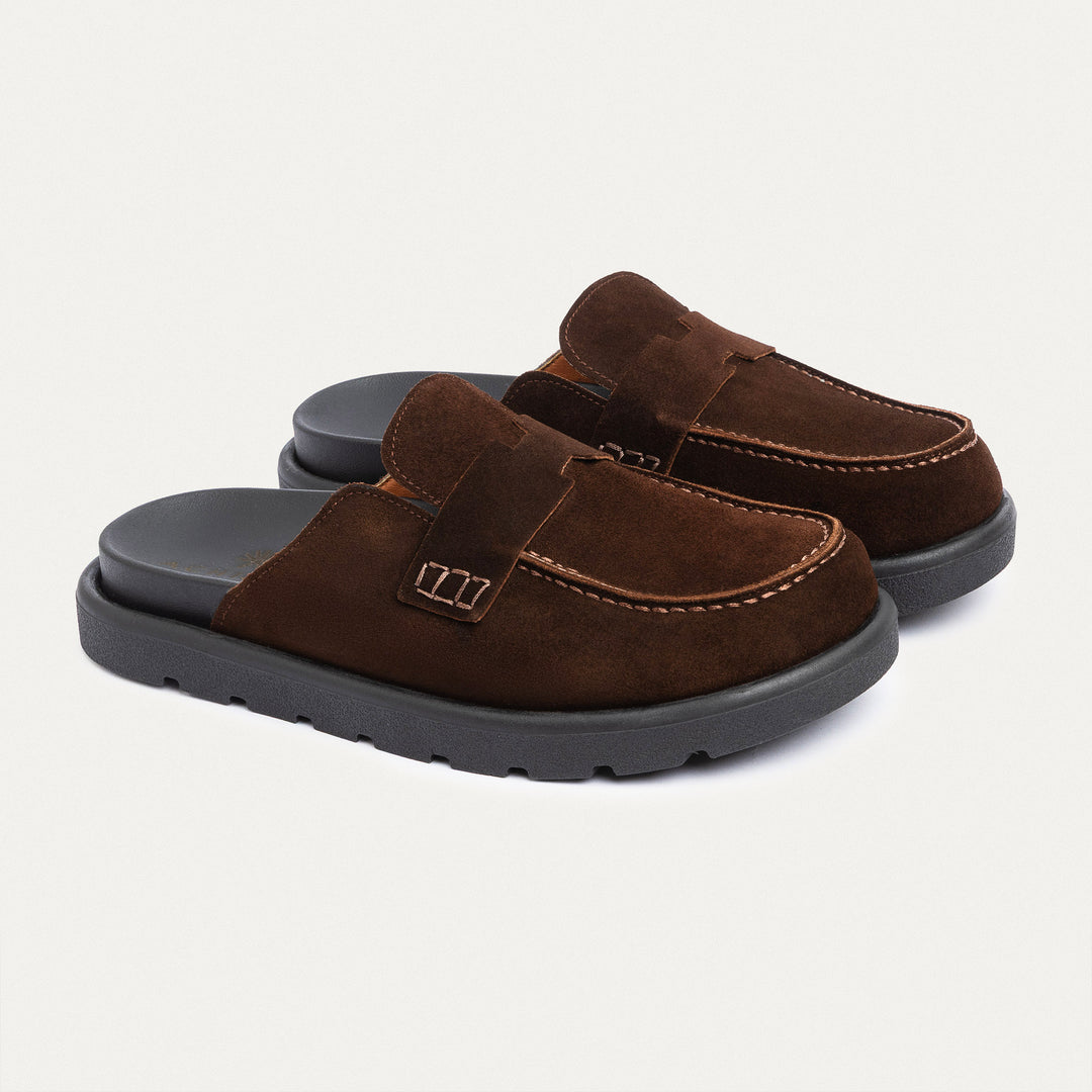 Achilles Suede Slip-On Loafer Mule | Brown