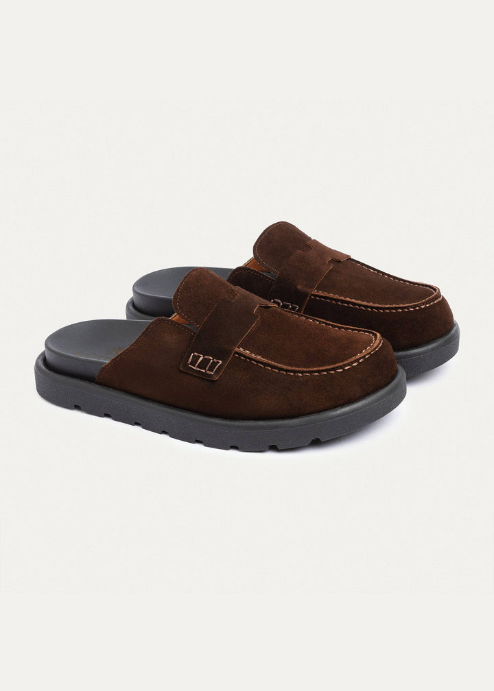 Achilles Suede Slip-On Loafer Mule | Brown