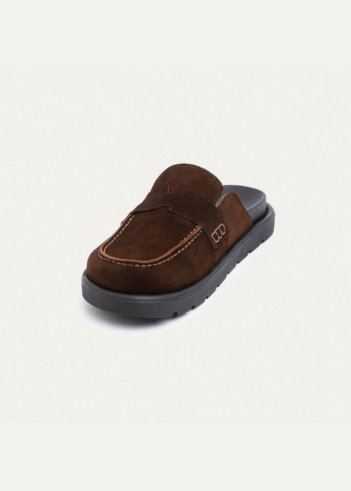Achilles Suede Slip-On Loafer Mule | Brown