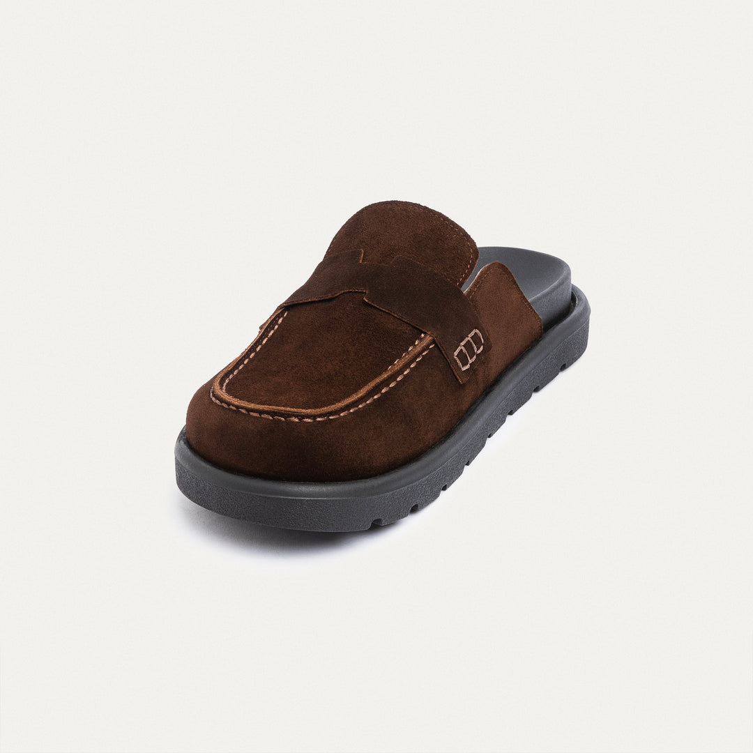 Achilles Suede Slip-On Loafer Mule | Brown