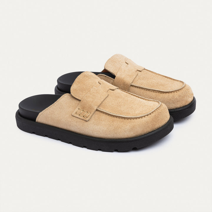 Achilles Suede Slip-On Loafer Mule | Beige