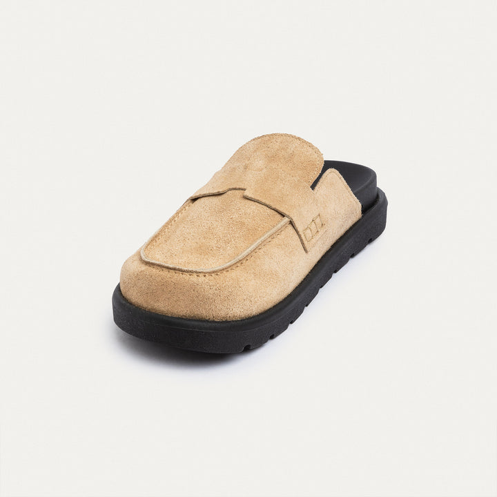 Achilles Suede Slip-On Loafer Mule | Beige