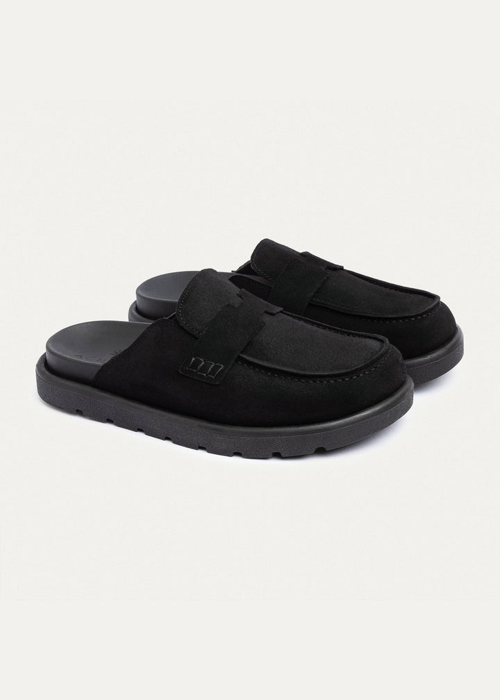 Achilles Suede Slip-On Loafer Mule | Balck