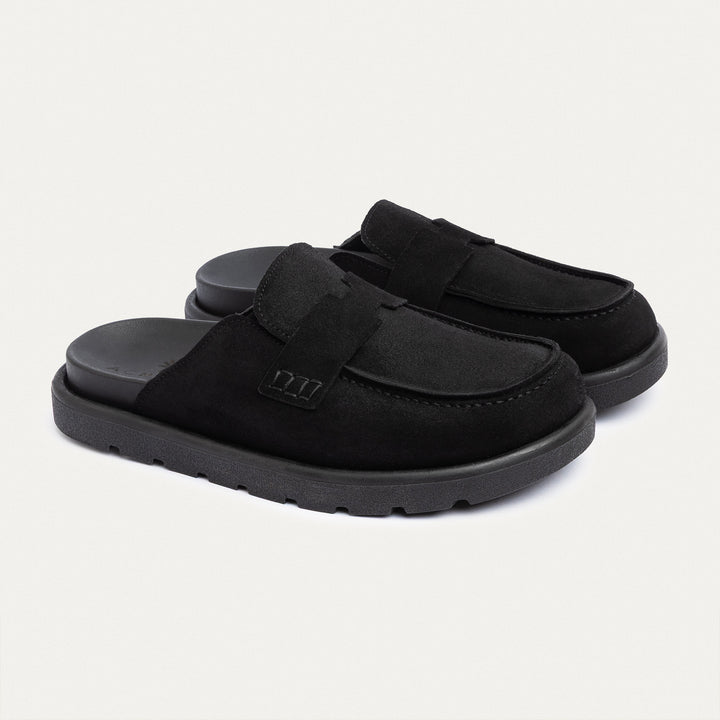 Achilles Suede Slip-On Loafer Mule | Balck
