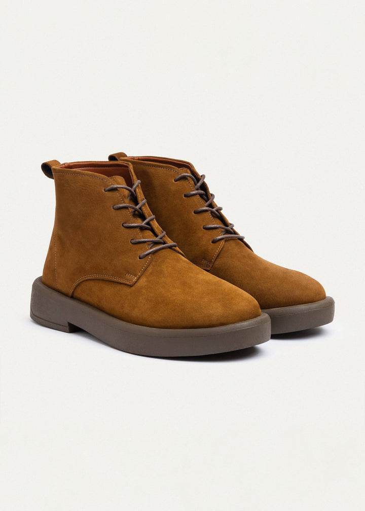 Achilles | Heritage Brogue Leather Boots | Caramel Brown