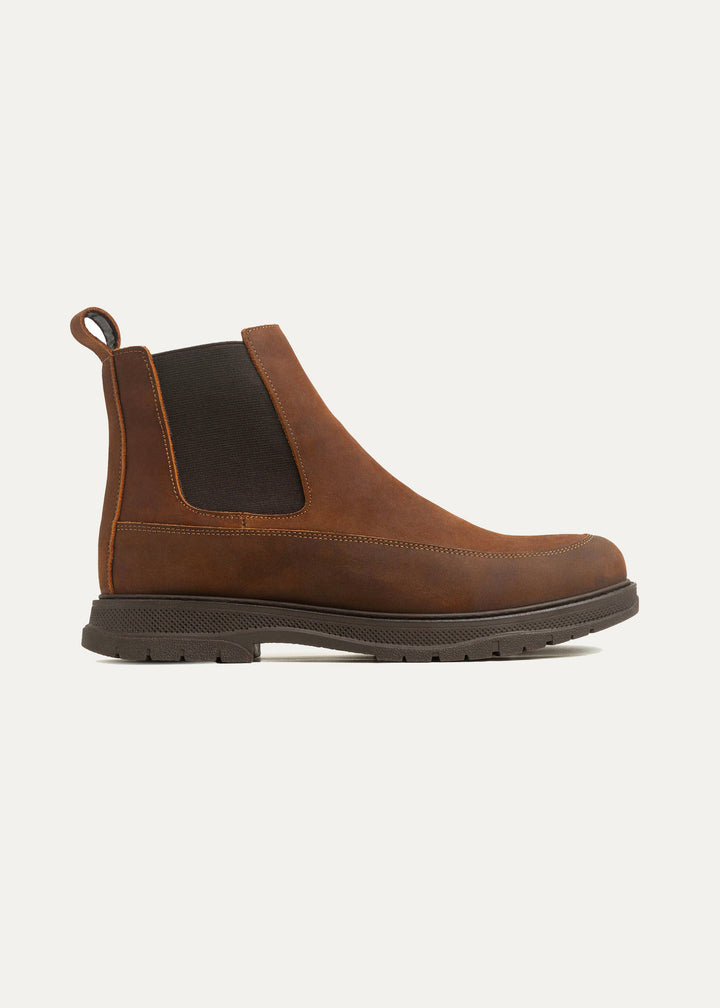 Dual Genuine Leather Chelsea Boots - Brown