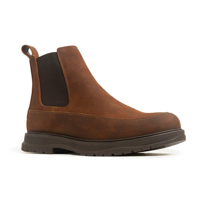 Dual Genuine Leather Chelsea Boots - Brown