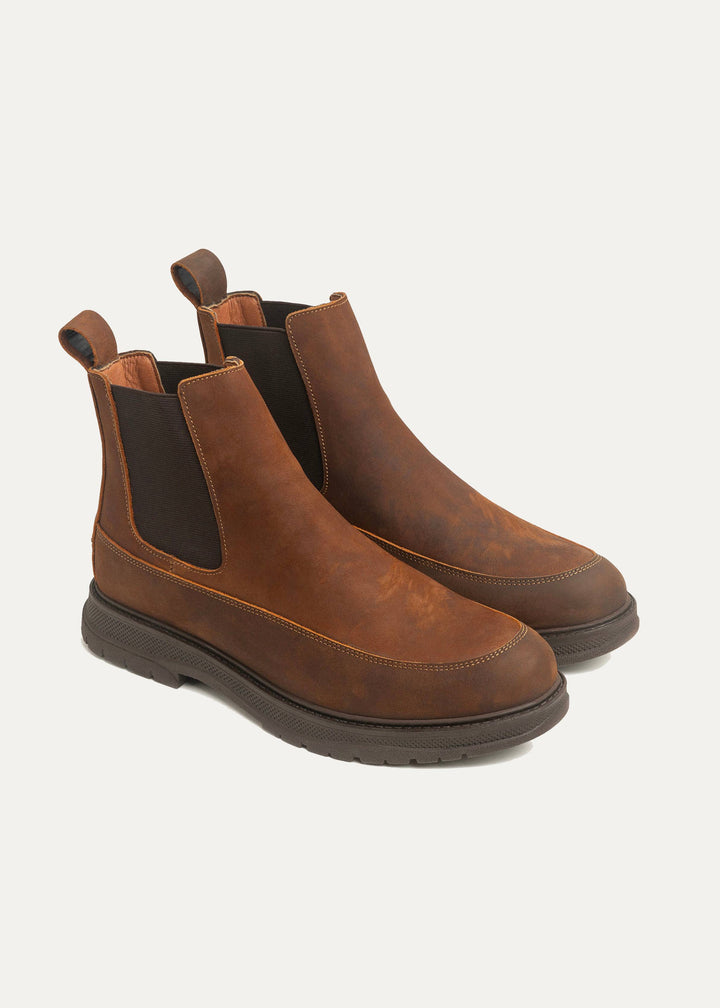 Dual Genuine Leather Chelsea Boots | Brown