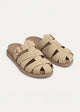 Milano Buckle Sandals “ Suede Comfort with Studded Edge | Beige