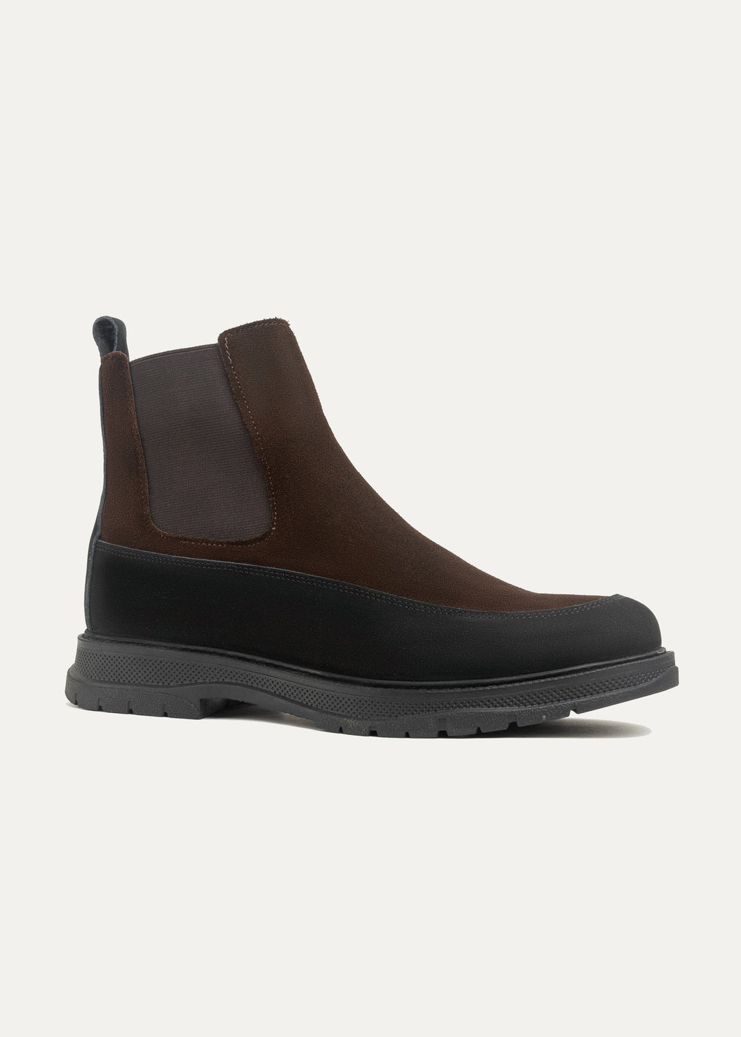 Dual Genuine Suede Leather Chelsea Boots - Brown X Black