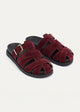 Milano Buckle Sandals “ Suede Comfort with Studded Edge | Burgundy