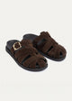 Milano Buckle Sandals “ Suede Comfort with Studded Edge | Brown