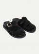 Milano Buckle Sandals “ Suede Comfort with Studded Edge | Black
