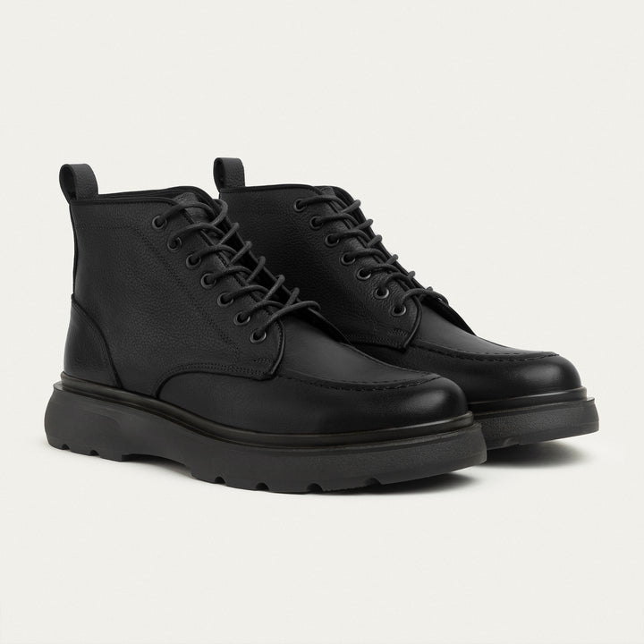 The Ranger Genuine Leather Half Boots - Textured Black