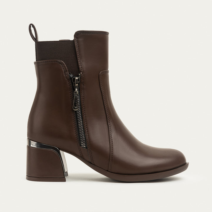 Chloe Ankle Boot Block Heel Ankle Boot -  Brown