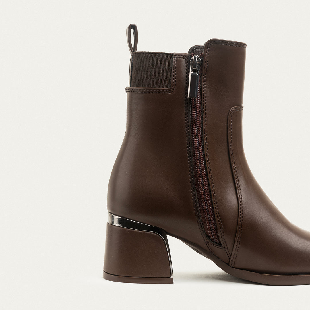 Chloe Ankle Boot Block Heel Ankle Boot -  Brown