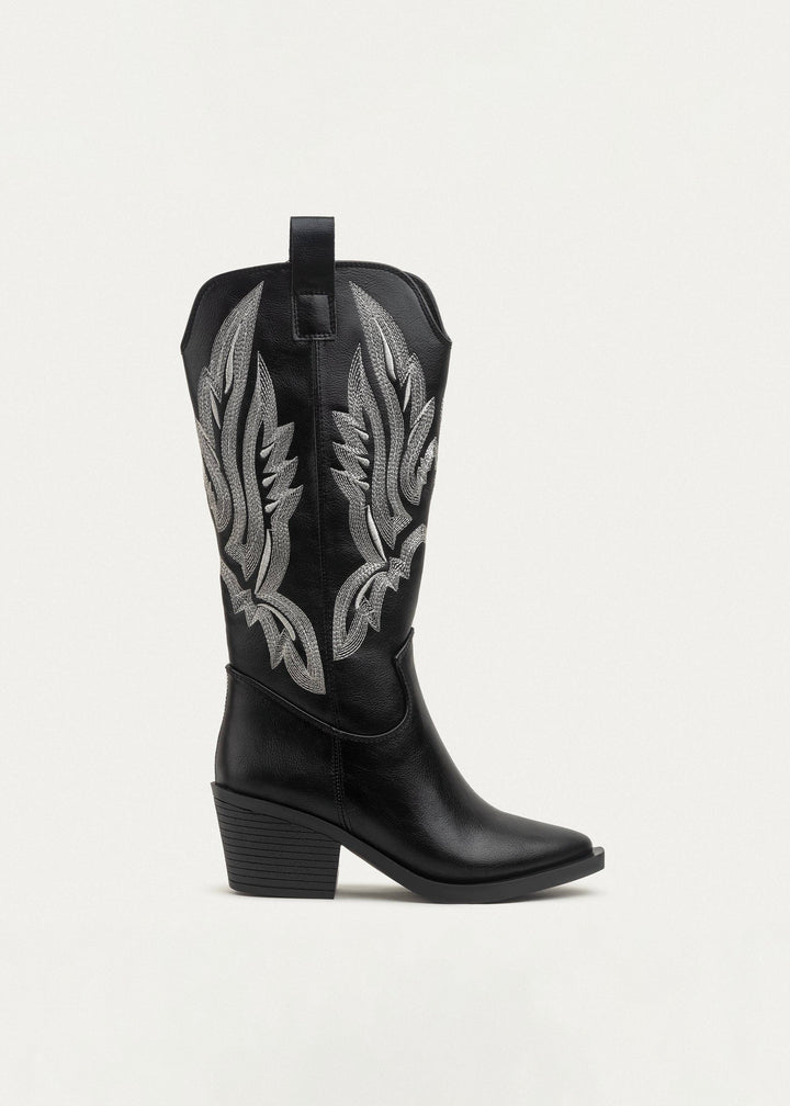 Sierra Starlight Stitched Cowboy Boots - Black