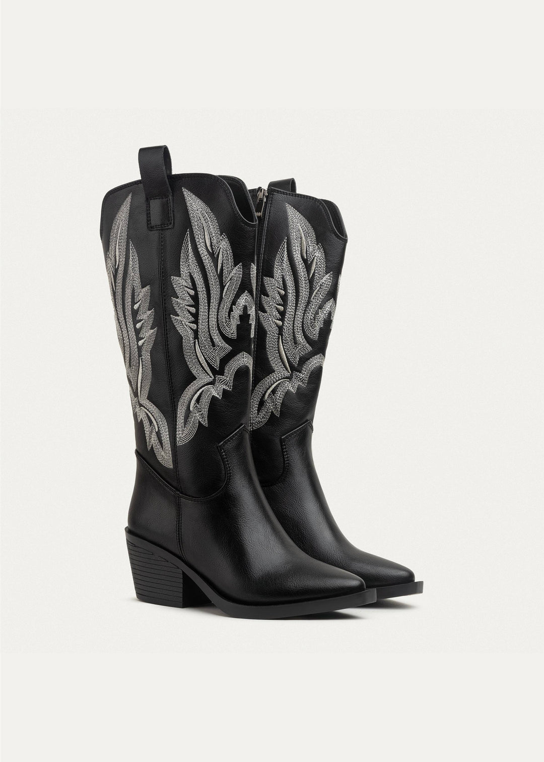 Sierra Starlight Stitched Cowboy Boots - Black