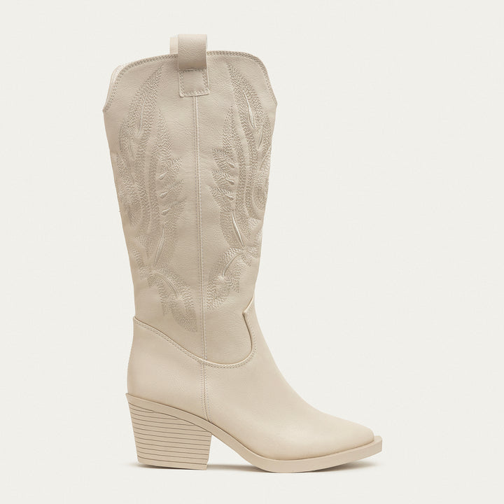 Sierra Starlight Stitched Cowboy Boots - Beige