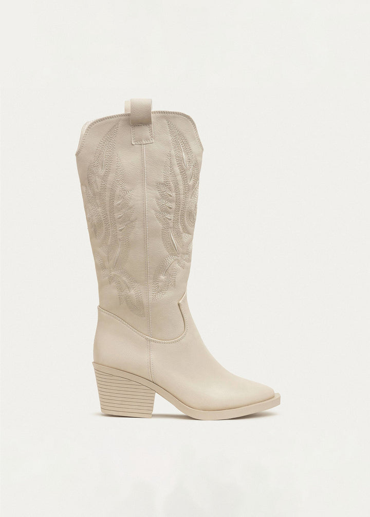 Sierra Starlight Stitched Cowboy Boots - Beige