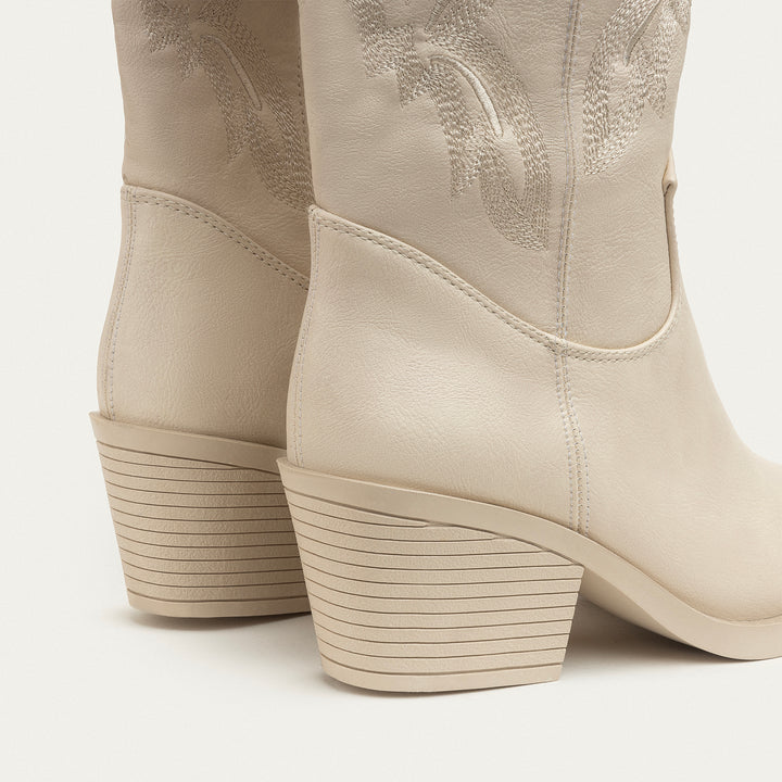 Sierra Starlight Stitched Cowboy Boots - Beige