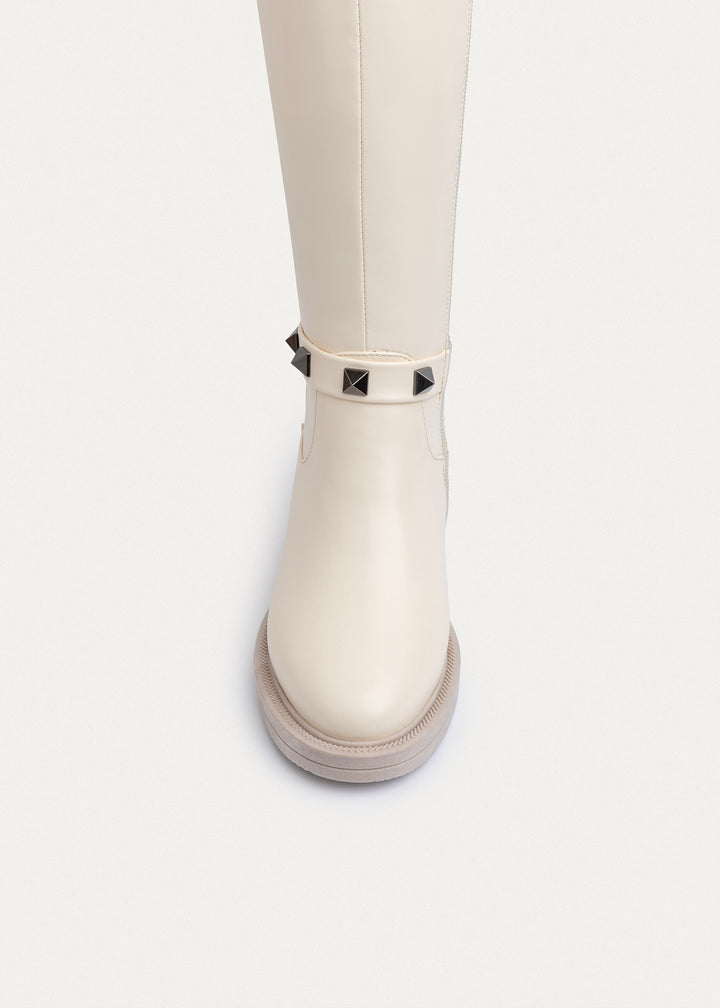 Achilles | Rebel Quilted Tall Boots| Beige