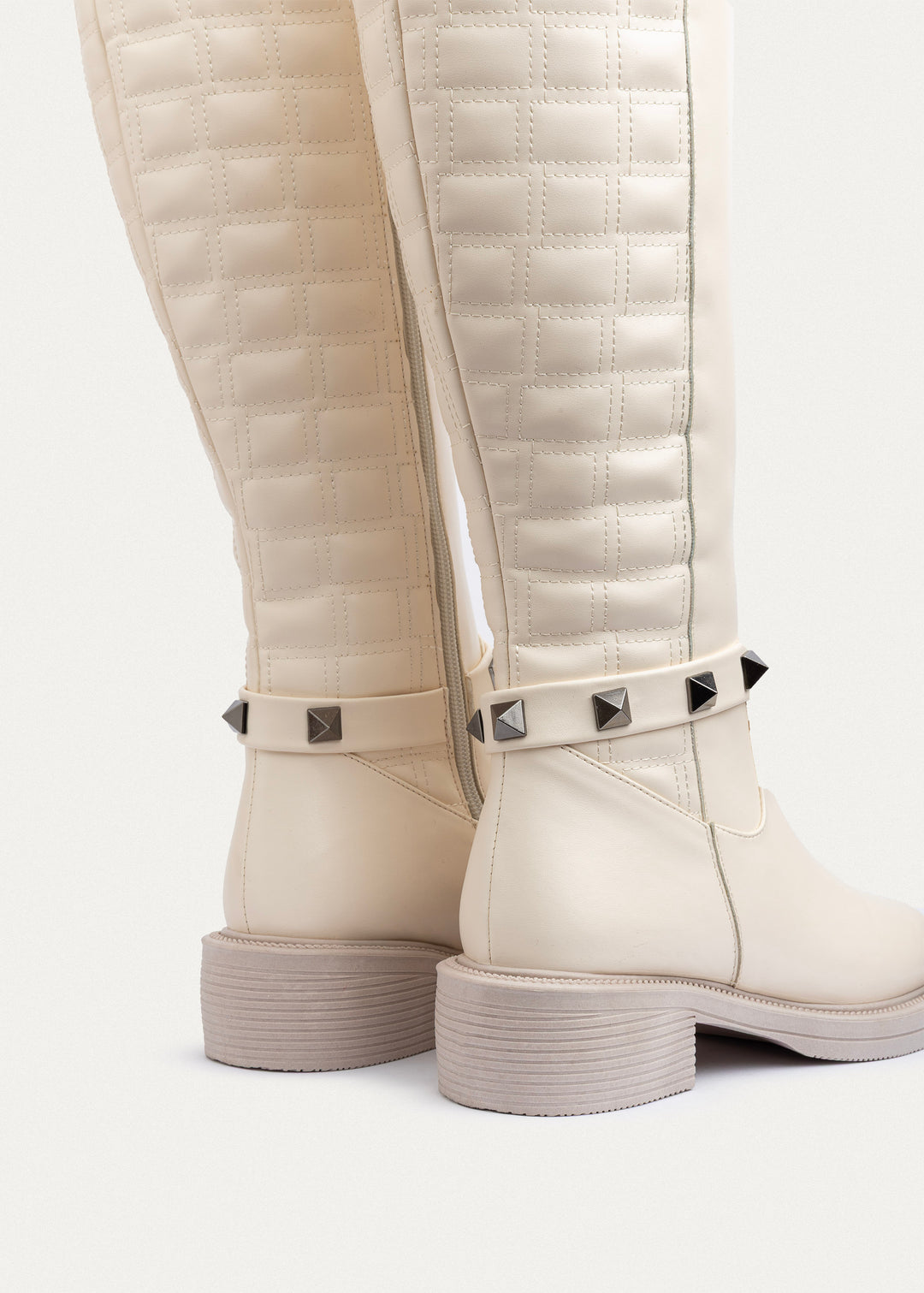 Achilles | Rebel Quilted Tall Boots| Beige