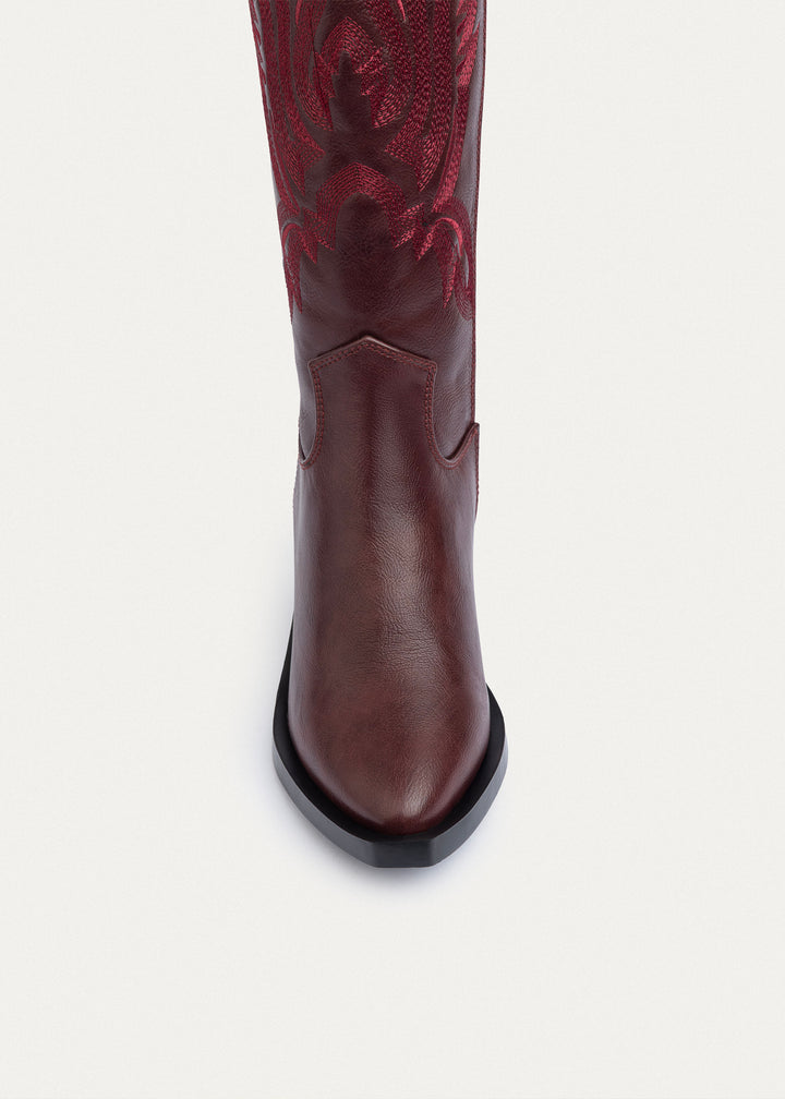 Sierra Starlight Stitched Cowboy Boots | Burgundy