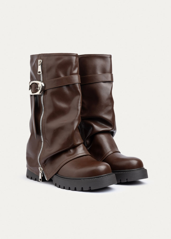 Achilles | Rebel Zip-Up High Boots | Brown