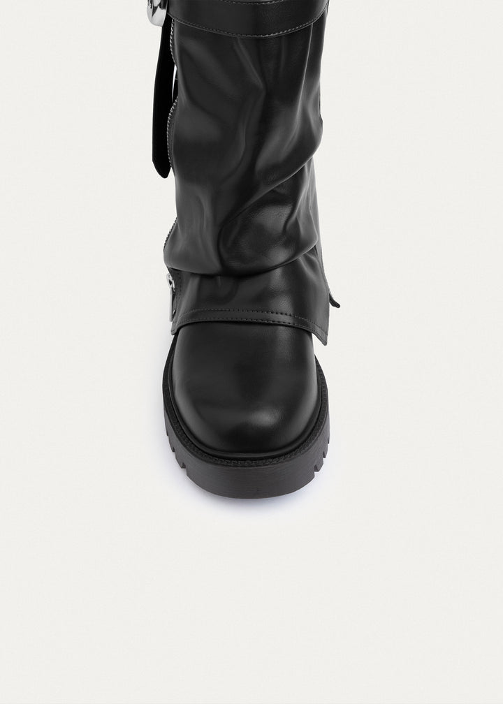 Achilles | Rebel Zip-Up High Boots | Black