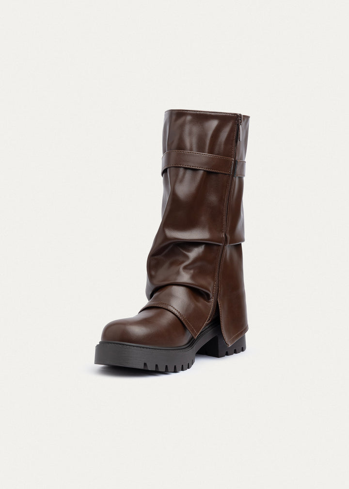 Rebel Zip-Up High Boots | Brown