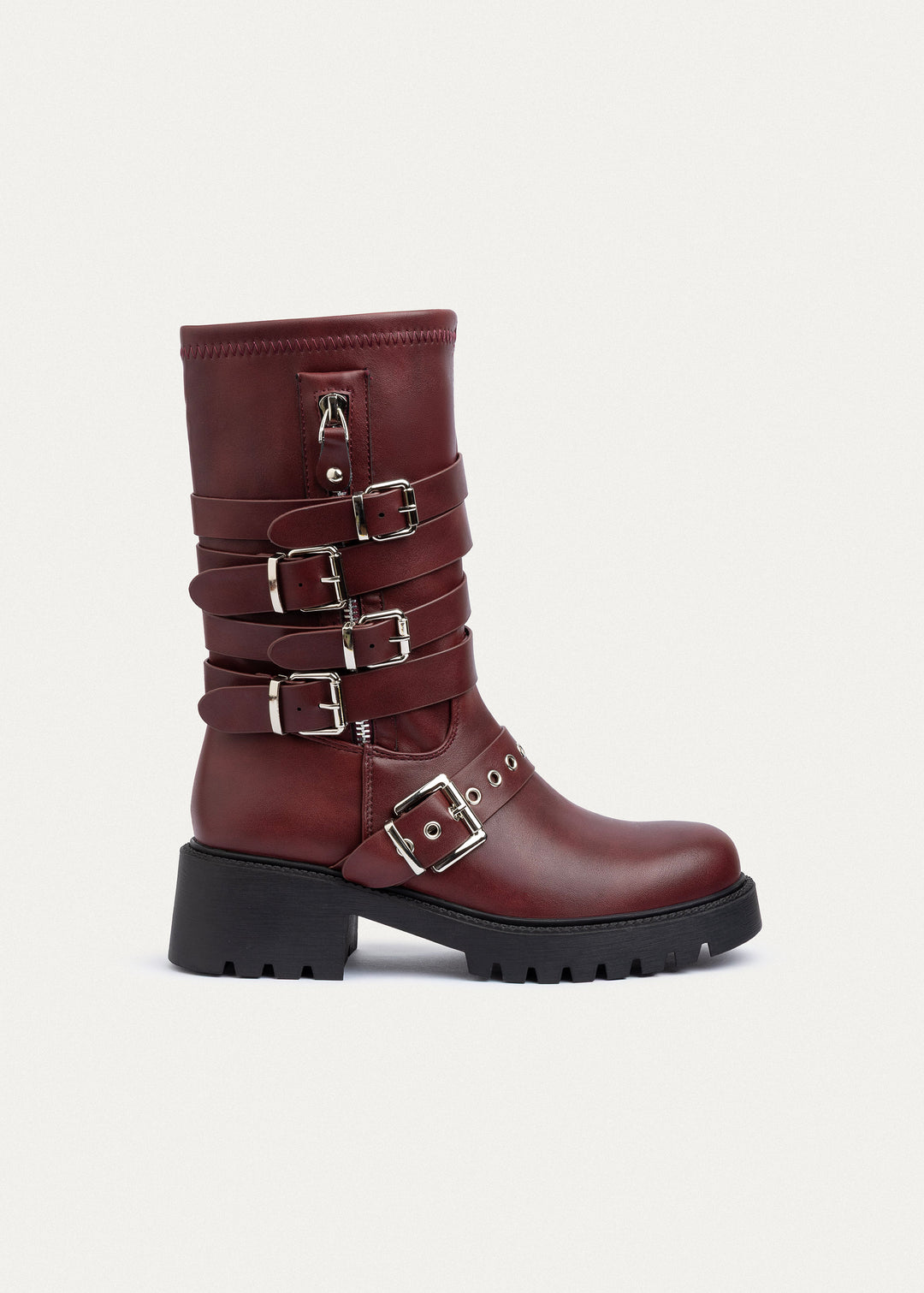 Achilles | Nova Multi-Strap Combat Boots | Burguandy