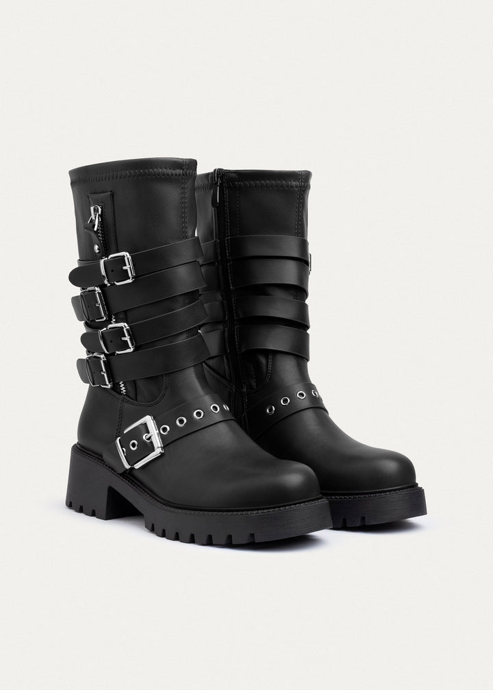 Achilles | Nova Multi-Strap Combat Boots | Black
