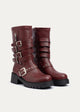 Nova Multi-Strap Combat Boots | Burgundy