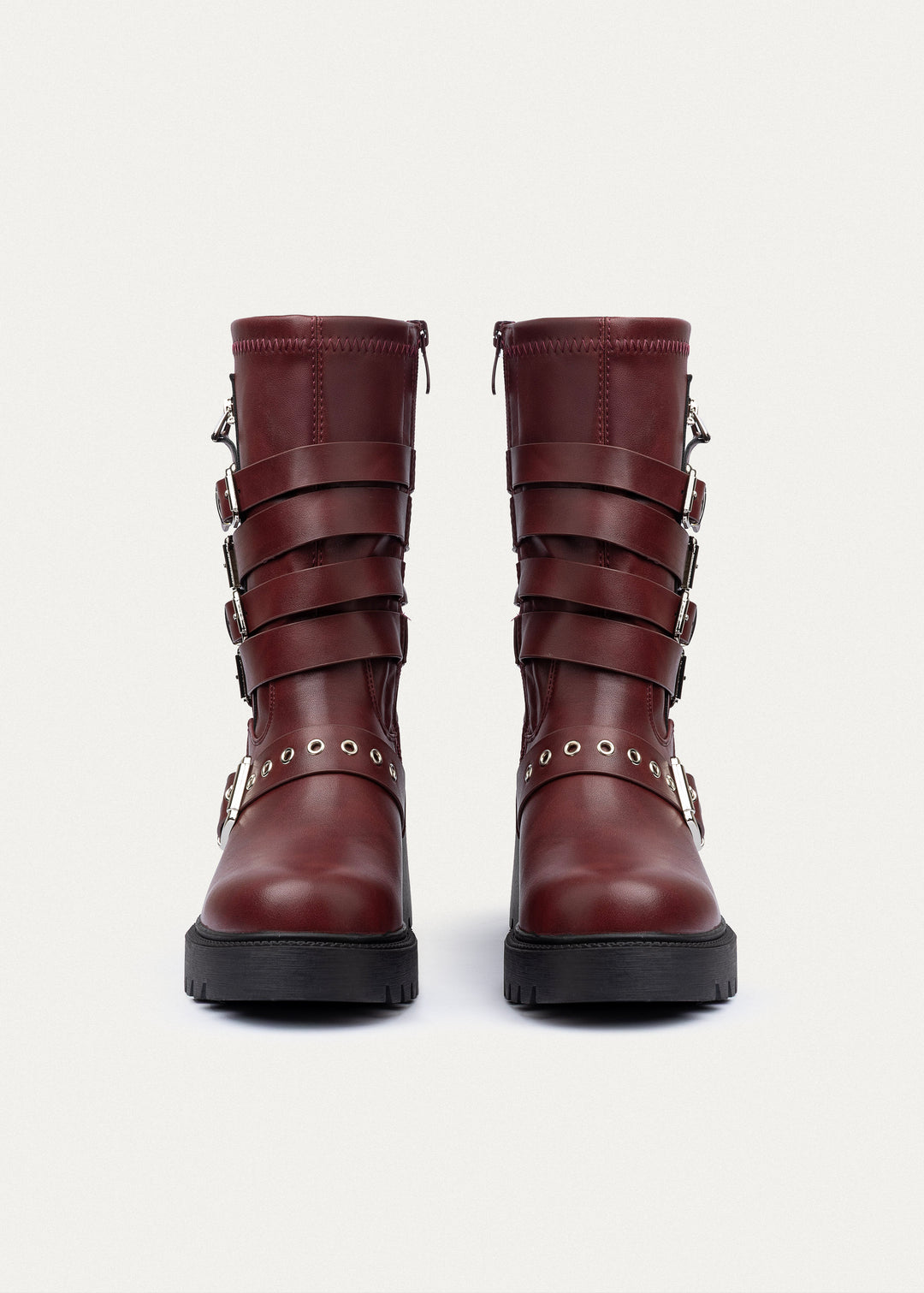 Achilles | Nova Multi-Strap Combat Boots | Burguandy
