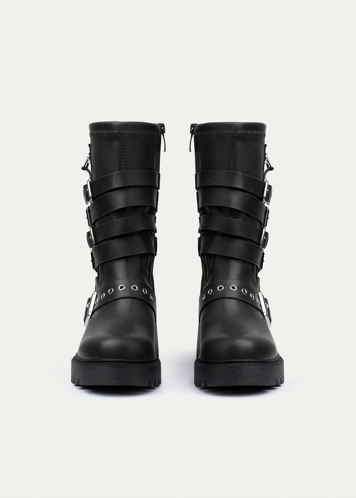Achilles | Nova Multi-Strap Combat Boots | Black