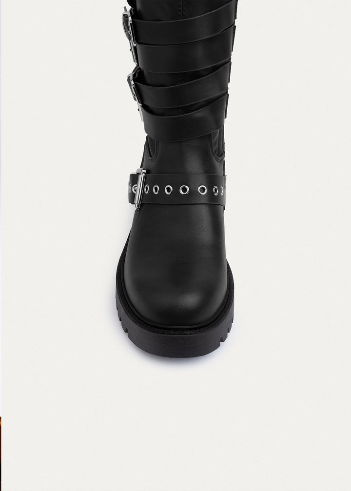 Achilles | Nova Multi-Strap Combat Boots | Black