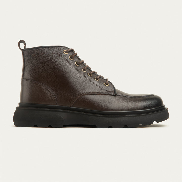 The Ranger Genuine Leather Half Boots - Textured Dark Brown