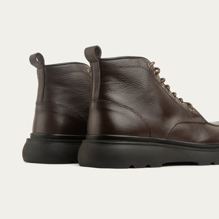 The Ranger Genuine Leather Half Boots | Textured Dark Brown