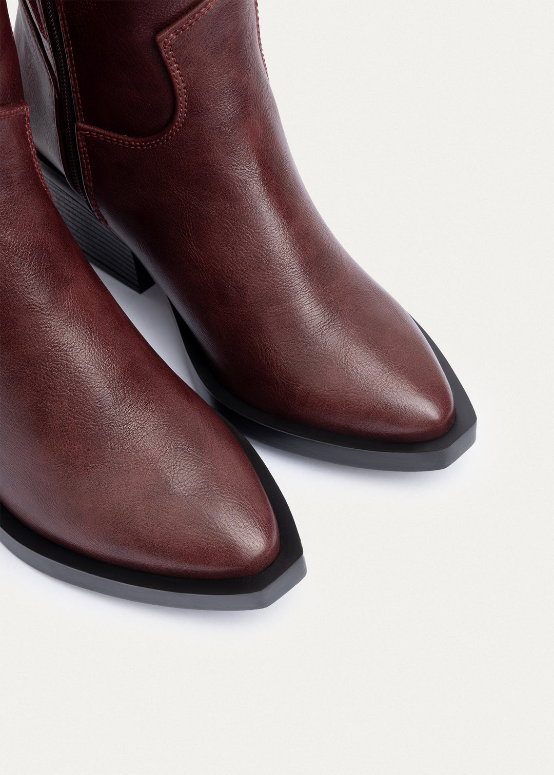 Sierra Starlight Stitched Cowboy Boots - Burguandy