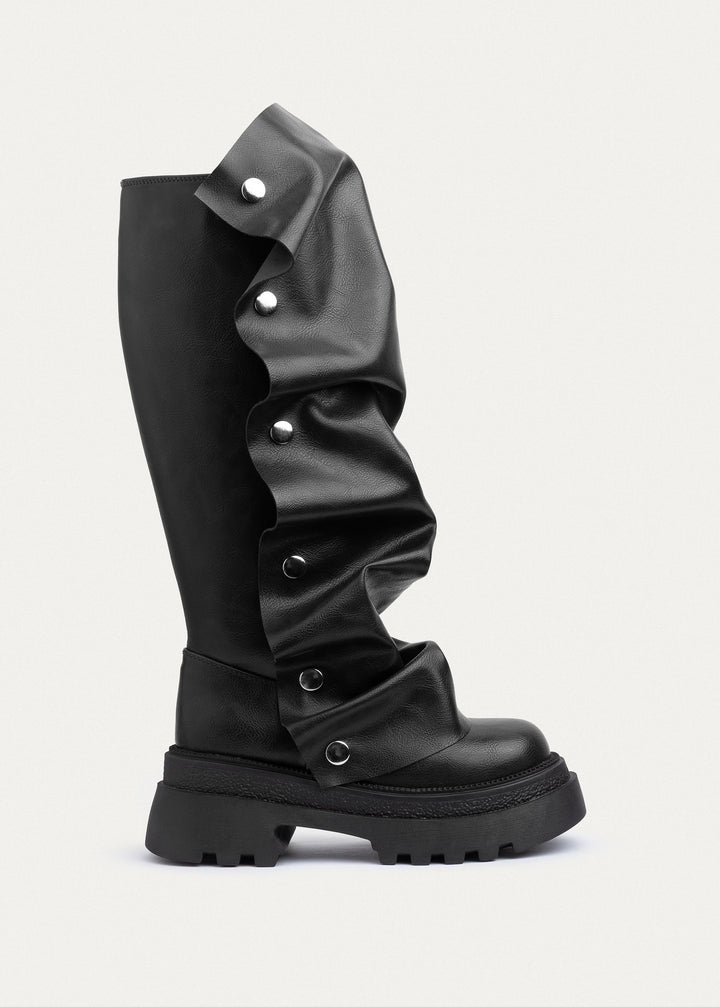 Oslo Ruched Chunky Boots | Black