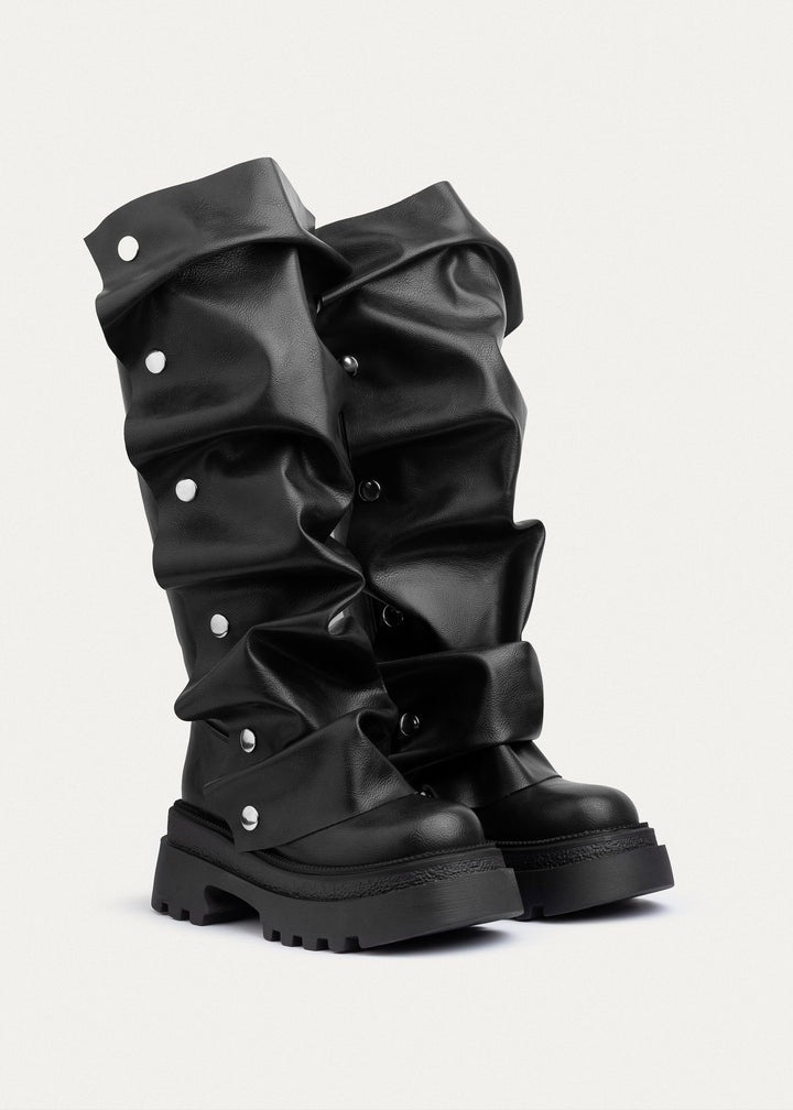 Oslo Ruched Chunky Boots | Black