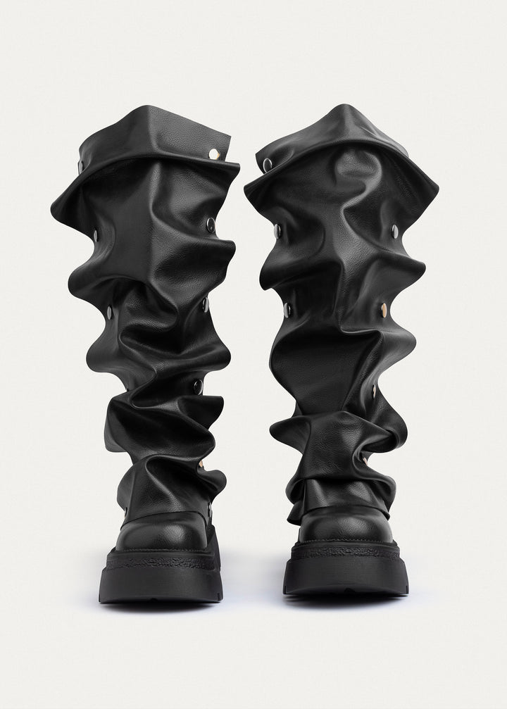 Oslo Ruched Chunky Boots | Black
