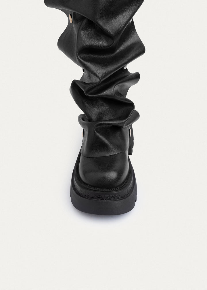 Oslo Ruched Chunky Boots | Black