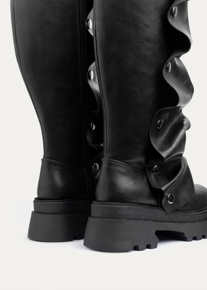 Oslo Ruched Chunky Boots | Black
